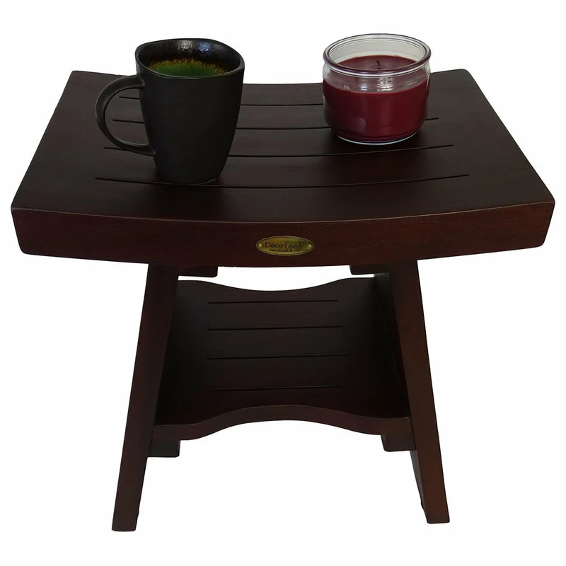 Best Sale ๐ DecoTeak 18" Serenity Teak Eastern Style Shower Bench, With Shelf โ๏ธ - Image 5