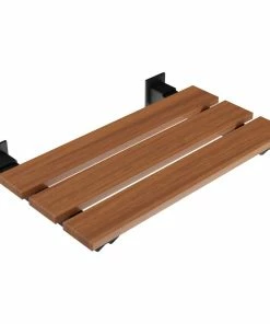 Flash Sale 🎁 ANZZI Bohemian 18.7 In. Teak Wall Mounted Folding Shower Seat, Matte Black 🛒