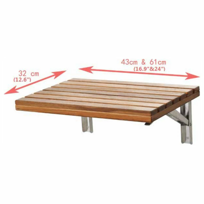 Best Sale β ANZZI Shoren 16.93 In. Teak Wall Mounted Folding Shower Seat π - Image 2