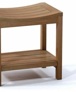 Wholesale ⌛ Teak Deals Outdoor Teak Patio Praha Shower Spa Bench With Bottom Shelf, 18" 🧨