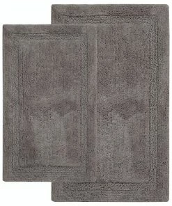 Coupon ✔️ Saffron Fabs Bath Rug Cotton, 2 Piece Set, Pattern Regency, Gray, 24"x17", 34"x21" ⭐