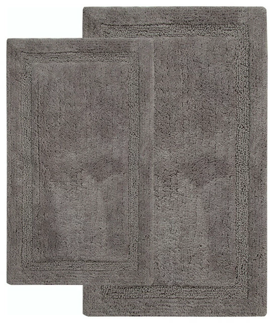 Coupon βοΈ Saffron Fabs Bath Rug Cotton, 2 Piece Set, Pattern Regency, Gray, 24"x17", 34"x21" β
