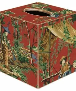 Coupon 🎉 Marye-Kelley TB224 - Red Chinoiserie Tissue Box Cover ⌛