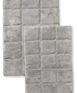 Outlet 🤩 Blue Nile Mills 2 Piece 100% Cotton Soft Bathroom Rug Set, Silver 🛒