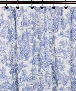 Best Sale ⭐ Ells Curtain Ellis Curtain Victoria Park Toile 70"x72" Shower Curtain, Blue 😀