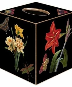 Cheap 🎁 Marye-Kelley TB6-Black Rose & Iris Tissue Box Cover ⭐