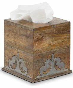 Best Pirce 😍 Gerson Company Wood And Inlay Metal Heritage Collection Square Tissue Box Cover 🌟