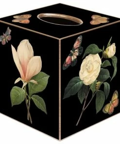Budget ⌛ Marye-Kelley TB1-Black Magnolia & Peony Tissue Box Cover 😀