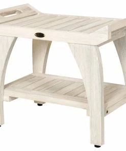 Cheapest 🔥 DecoTeak CoastalVogue Tranquility 24" Wide ShowerBench ED1107, White 🔔