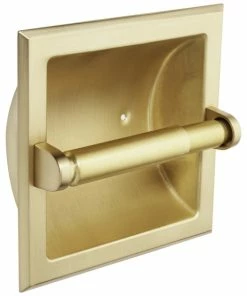 New 😉 Designers Impressions Brushed Brass Recessed Toilet / Tissue Paper Holder 😉